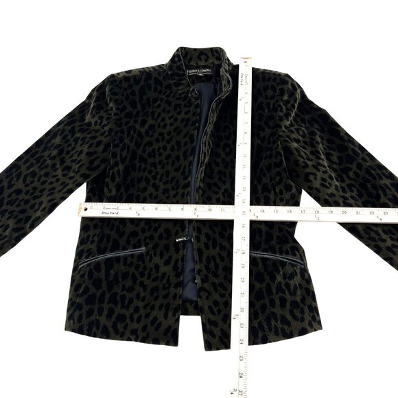 Kasper & Company Petite Leopard Print Blazer Jacket 8P Black & Brown Cotton Blen - Picture 4 of 5